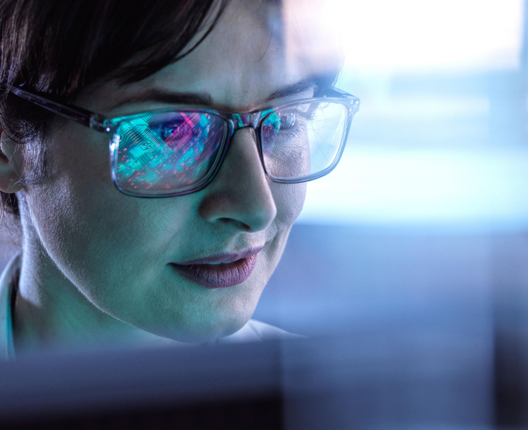 Female professional using artificial intelligence in the boardroom